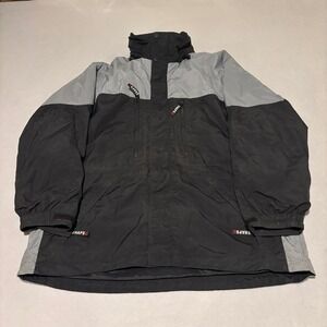 Chaps Ralph Lauren Mens XL Black Grey Colorblock Winter Parka Jacket Coat